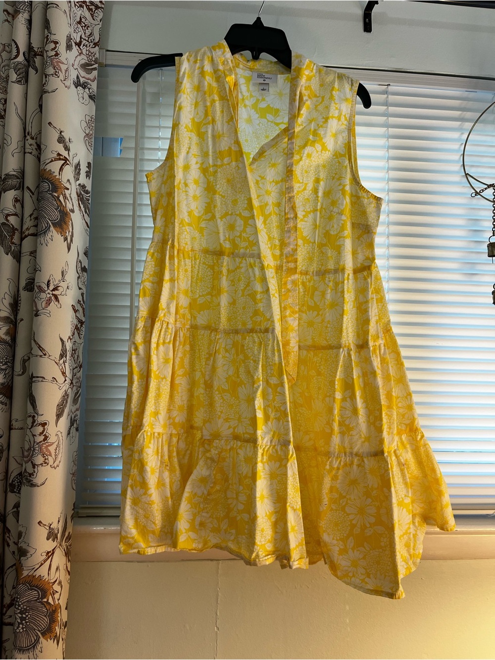 Lisa Marie Fernandez Yellow Floral Sleeveless Tiered Dress